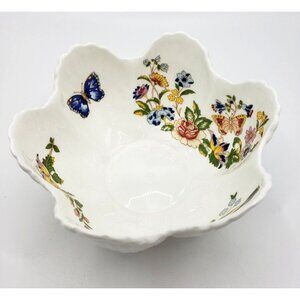 Aynsley Cottage Garden Bone China Bowl Floral Scalloped Butterfly Design